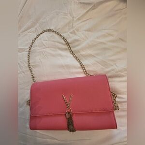 Valentino by Mario Valentino Pink V Logo Chain Clutch Crossbody